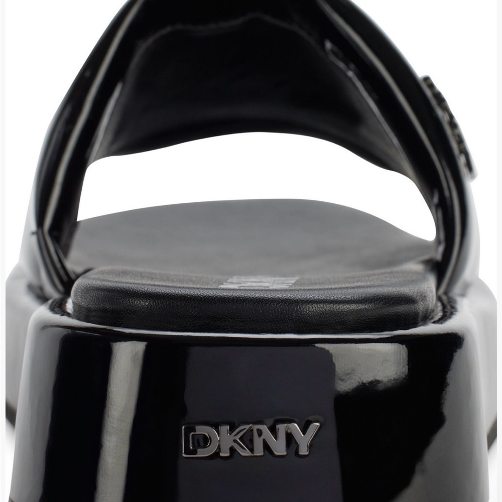 DKNY Glossy Black Women's Sandals - Picture 4 of 8